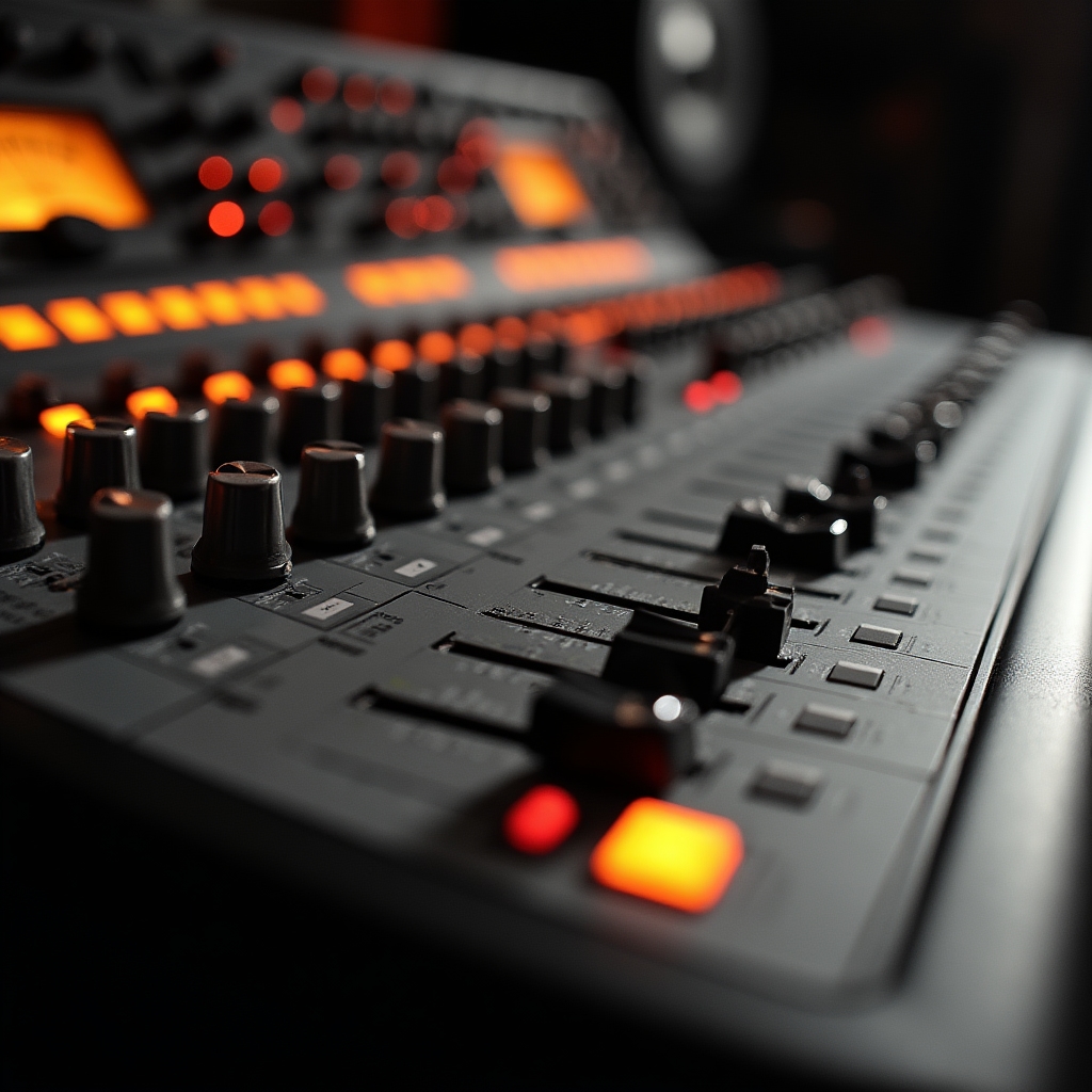 Consolă de mixaj profesională în studioul Ploranix